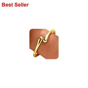 Gold Plated Chunky Adjustable Twist Cuff Bangle Bracelet